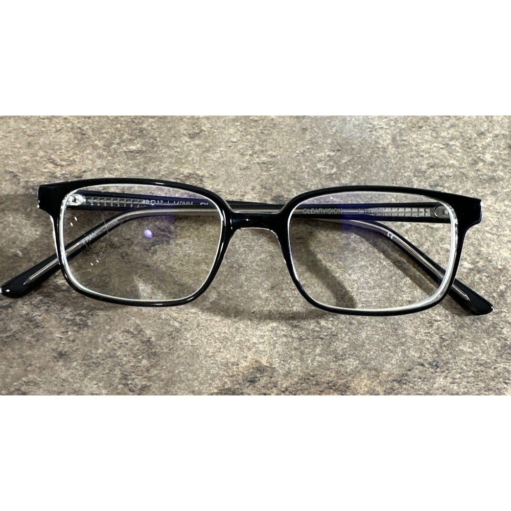 Clearvision M806 Black Crystal Full Rim Square Eyeglasses Frame 49-17-140-34 G15